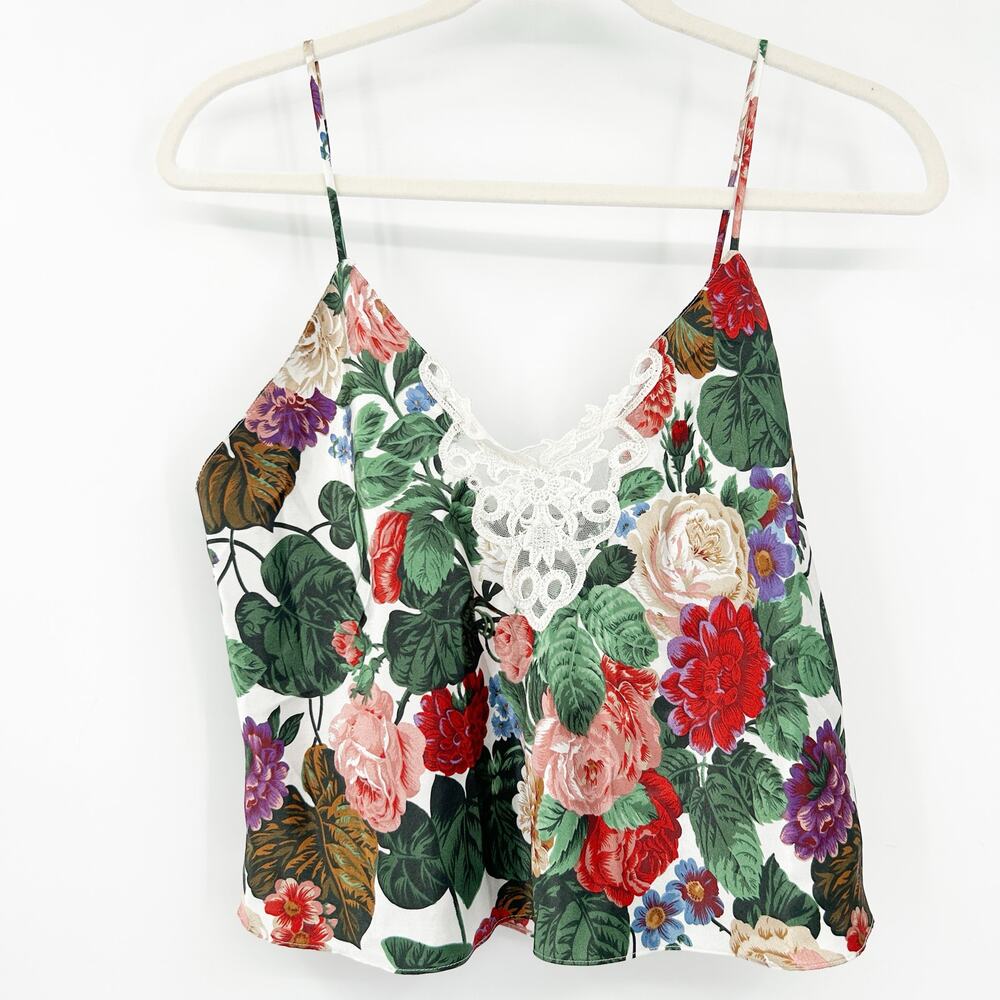 Amelias Womens VTG‎ Vintage Y2K Coquette Tropical Lace Floral Cami Top Size M